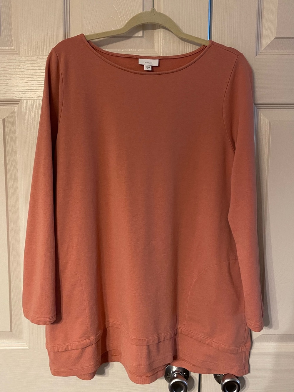 J.Jill, Tunic Top, Pumpkin, French Terry, Pockets, Boatneck, Soft, Stretchy, XL